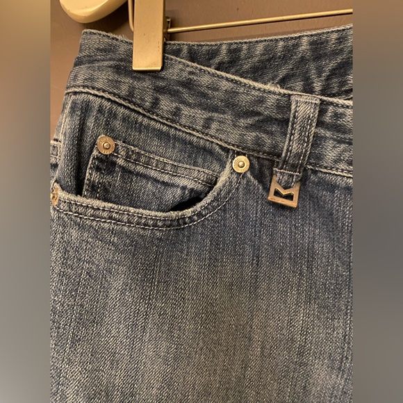MICHAEL KORS WOMENS DISTRESSED STRETCH BOOT CUT FLARE DENIM BLUE JEANS SIZE 6 - Picture 3 of 9
